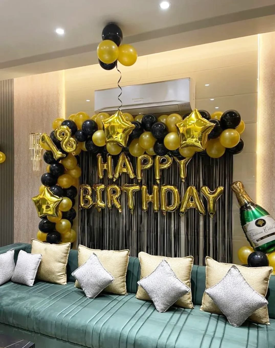 Black and gold 18th birthday decoration